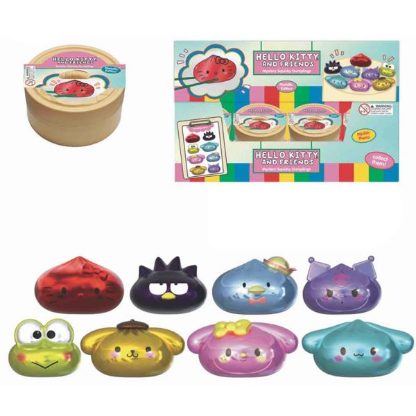 ETA-8/21 HELLO KITTY AND FRIENDS SQUISHY SQUEEZE DUMPLINGS (12 UNITS)