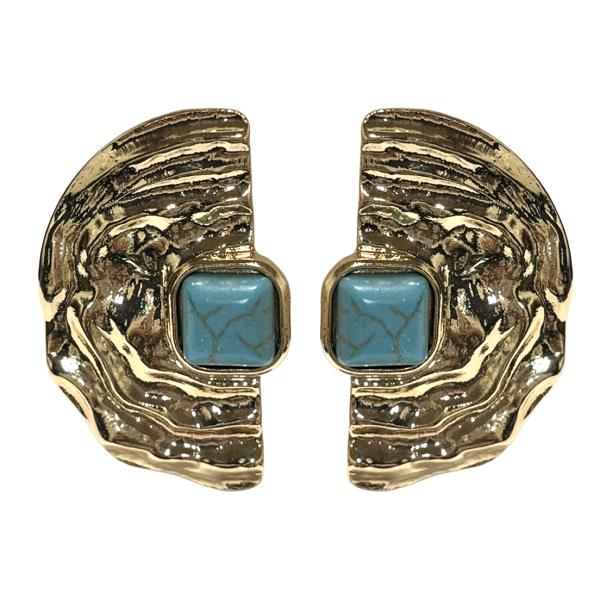 TURQUOISE HAMMERED STUD EARRING