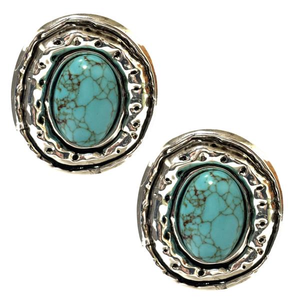 TURQUOISE ROUND STUD EARRING