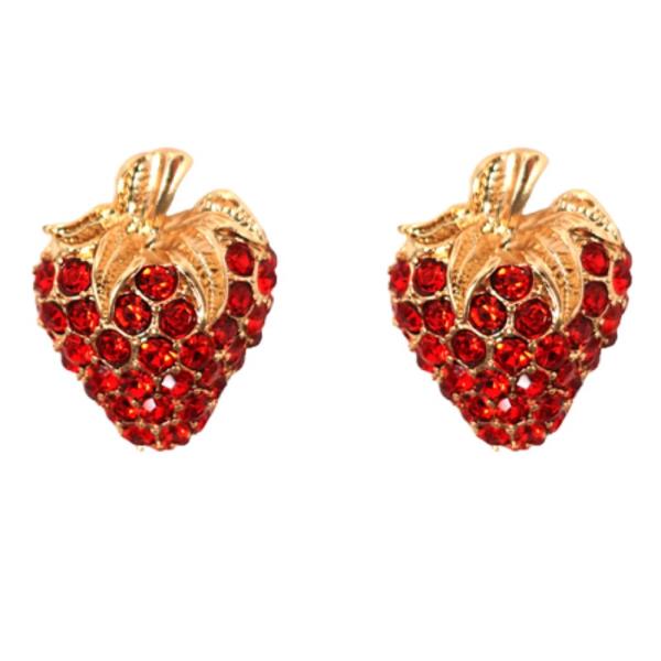 STRAWBERRY SHAPE W/ STONE POST EARRING