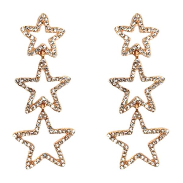 RHINESTONE STAR DROP DANGLE EARRING