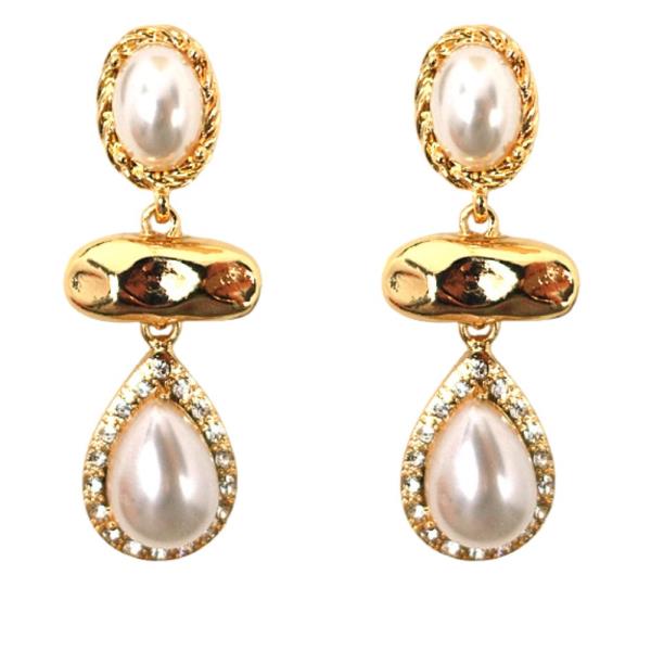 METAL PEARL DROP EARRING