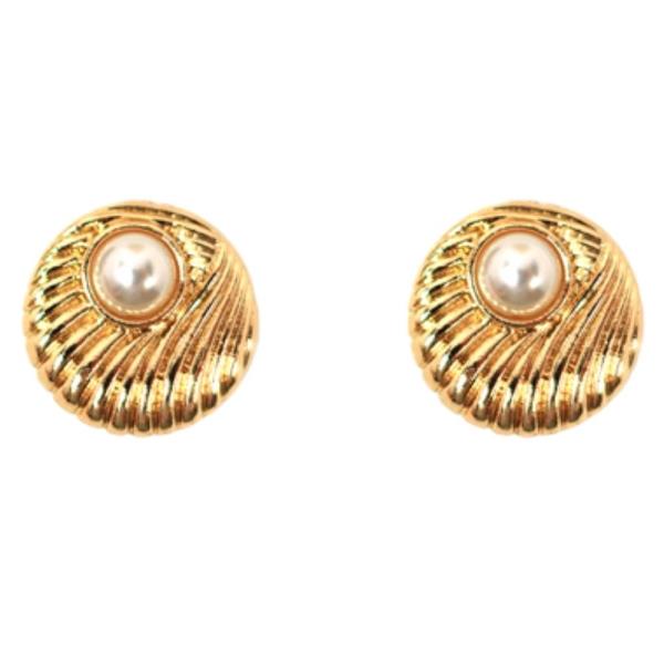 ROUND SHAPE TEXTURED PEARL POST EARRING