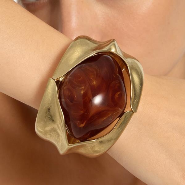 METAL RESIN ORGANIC CUFF BRACELET