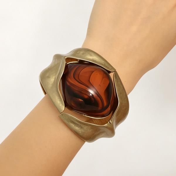 METAL RESIN ORGANIC CUFF BRACELET