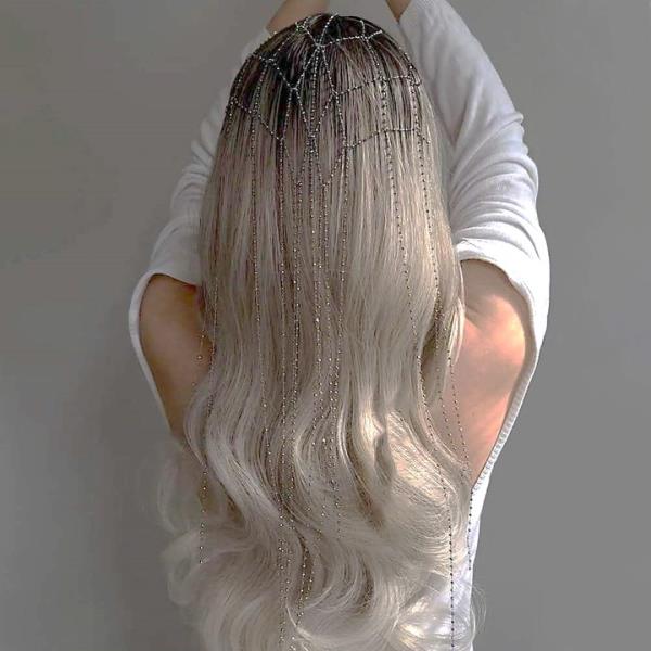 RHINESTONE DRAPED HAIR CHAIN HEADPIECE