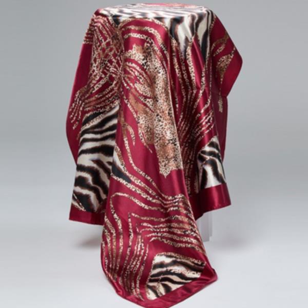 ANIMAL PRINT SATIN BORDER SILKY SQUARE BANDANA NECK SCARF