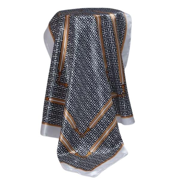 ANIMAL PRINT SATIN BORDER SILKY SQUARE BANDANA NECK SCARF