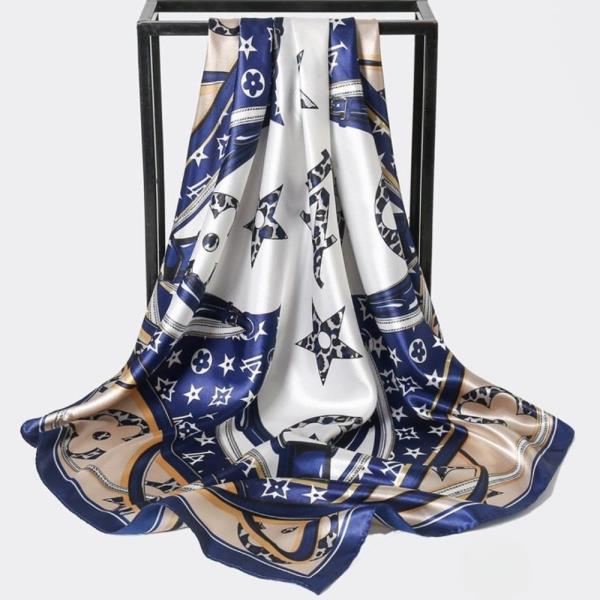 LEOPARD FLOWER BELT PRINT SILKY SQUARE BANDANA NECK SCARF
