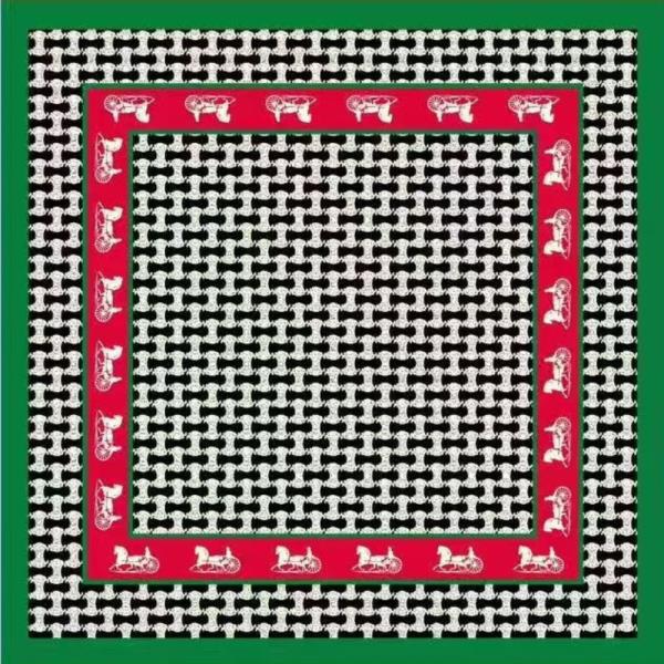 MONOGRAM BORDER PRINT SILKY SQUARE BANDANA NECK SCARF