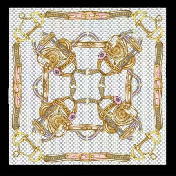 CHAIN HARNESS PRINT SILKY SQUARE BANDANA NECK SCARF