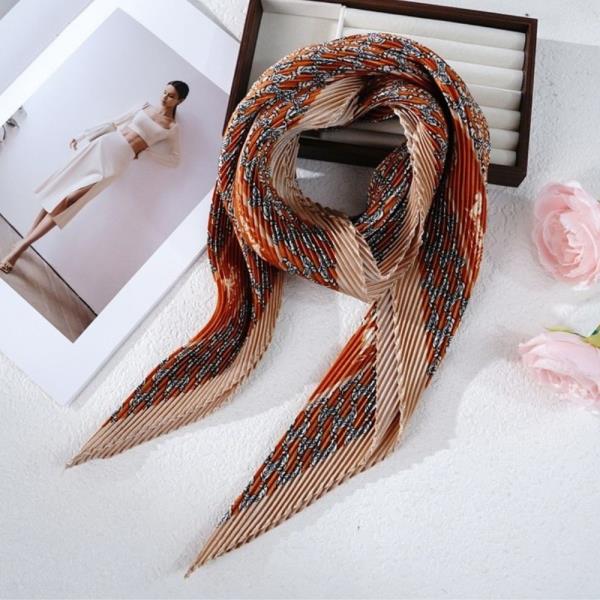 WESTERN PAISLEY PRINT PLEATED SATIN SILKY SQUARE BANDANA NECK SCARF