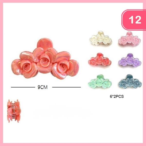 FLOWER HAIR CLAW CLIP (12 UNITS)