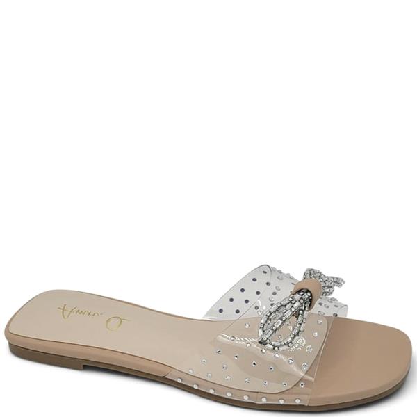 ETA-7DAYS SPARKLING EMBELLISHED BOW CLEAR STRAP SLIDE