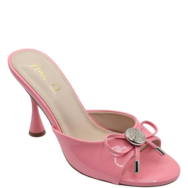 ETA-7DAYS METAL DOME ACCENT MULE KITTEN SLIDE HEEL