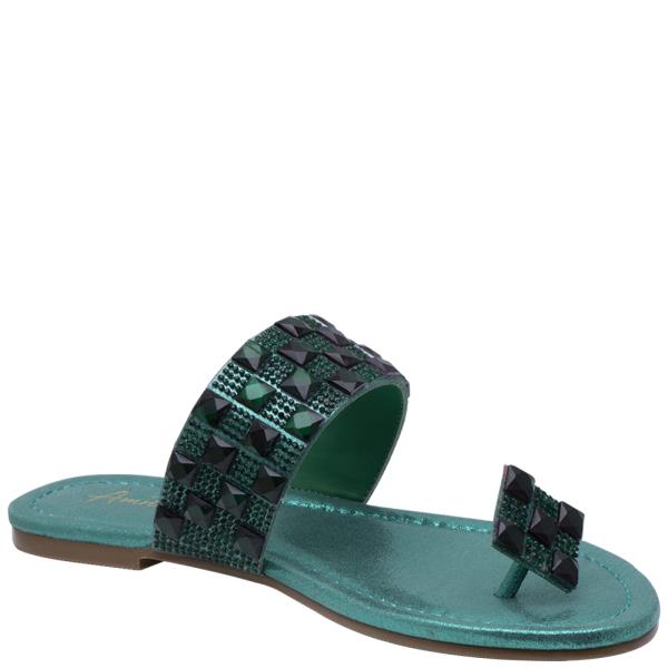 ETA-7DAYS EMBELLISHED STUD FLAT SANDALS
