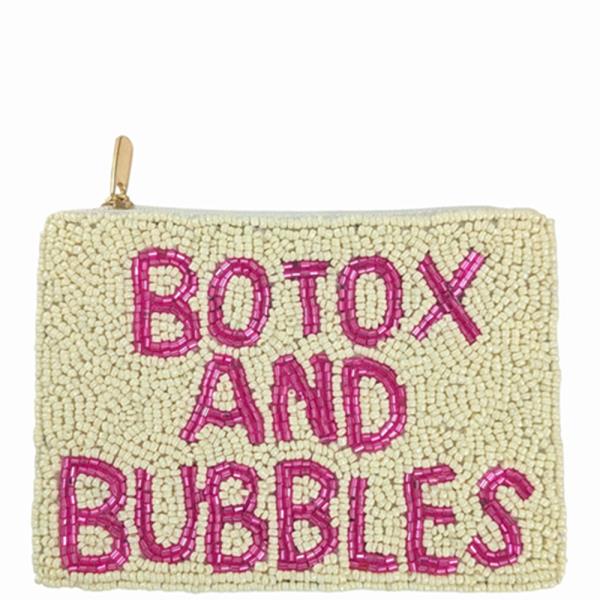 SEED BEAD BOTOX AND BUBBLES COIN PURSE BAG
