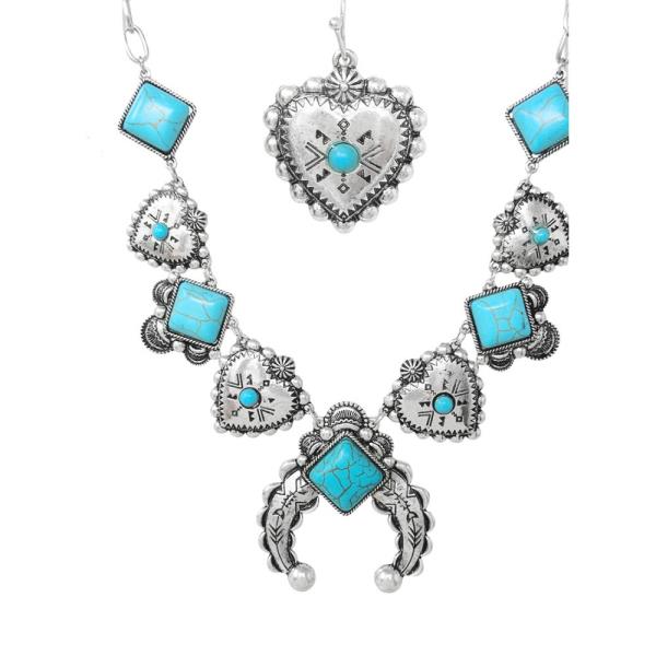 MULTI STONE NECKLACE EARRING SET
