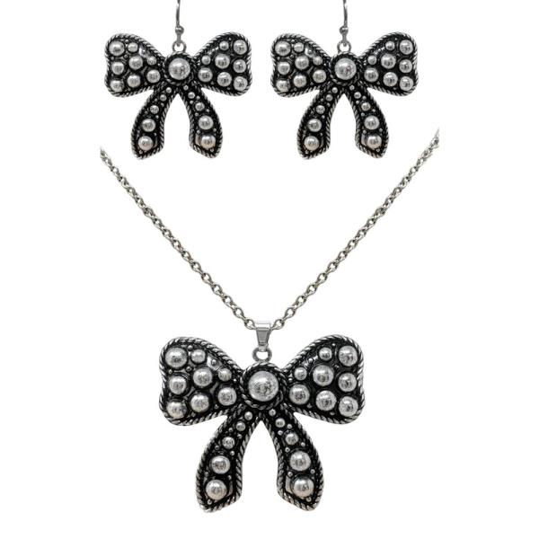 WESTERN BALL BOW NECKLACE EARRING SET