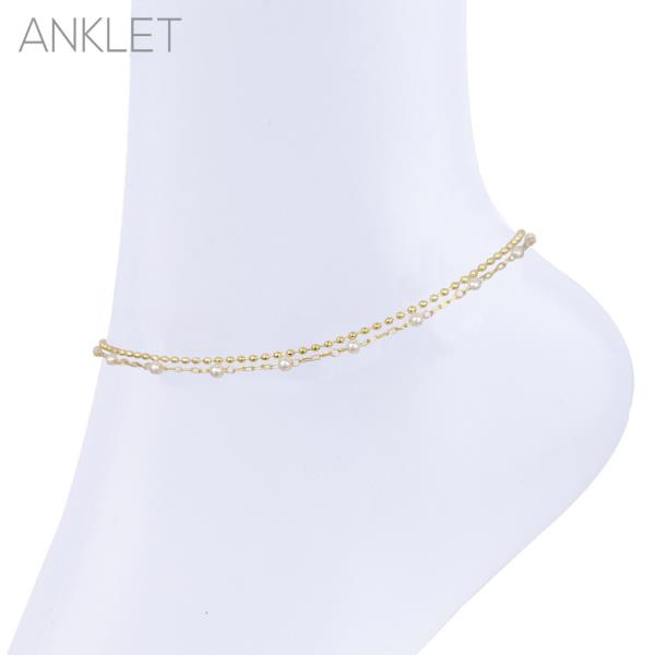 PEARL BEADED LAYERED ANKLET