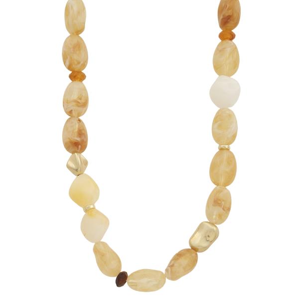 MIX STONE METAL BEAD NECKLACE