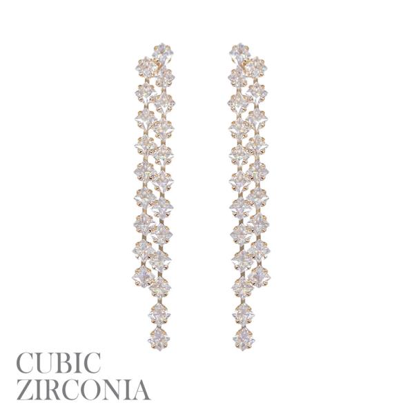 CZ 5MM PRINCESS LAYERED EARRING