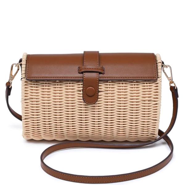 WOVEN STRAW RATTAN STYLE BENJAMIN CROSSBODY BAG