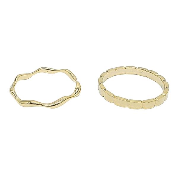 18K BRASS 2PCS WAVE RING SET