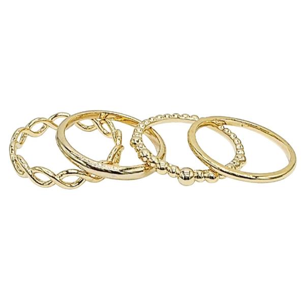18K BRASS 4PCS INFINITY & BEAD RING