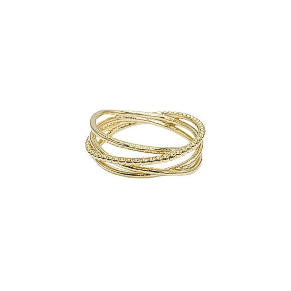 18K BRASS CROSSOVER BAND RING