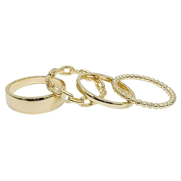 18K BRASS 4PCS BEAD & LINK RING SE