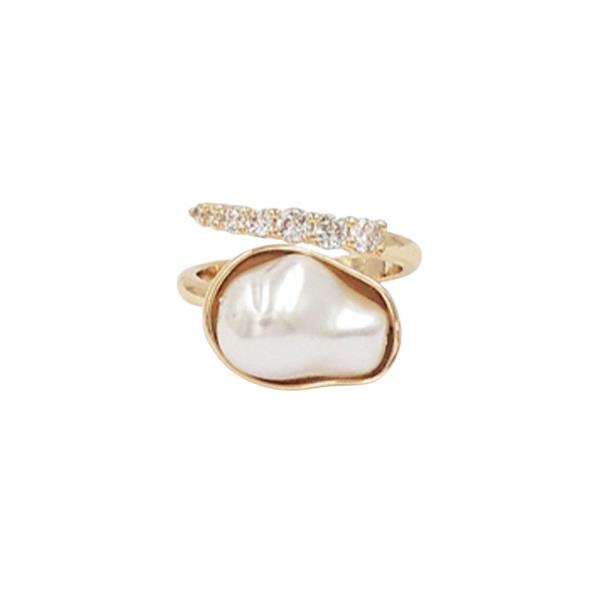 BAROQUE PEARL CZ OPEN RING