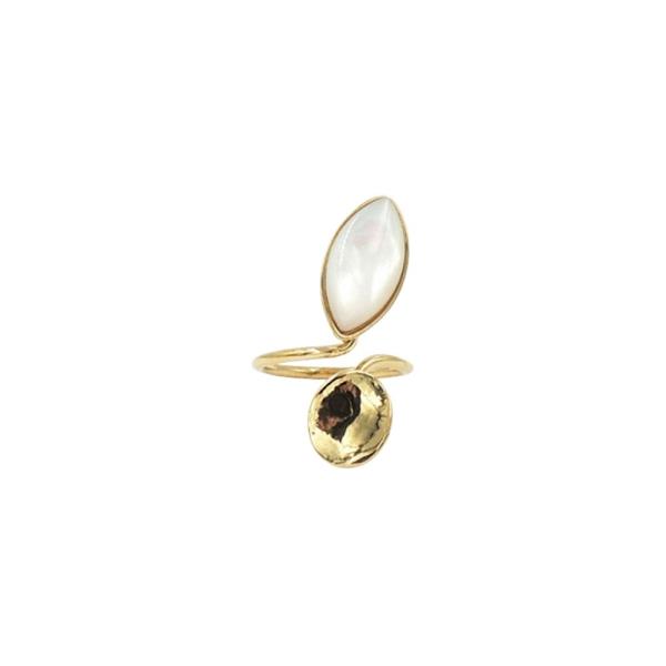 STAINLESS STEEL MARQUISE MOTHER PEARL DISC OPEN