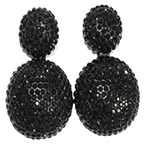 ROUND RHINESTONE DROP EARRING