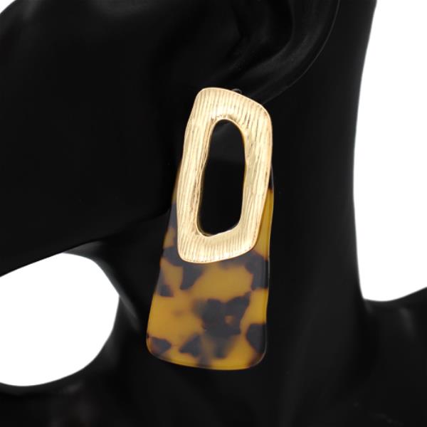 METAL RESIN OVAL DANGLE EARRING