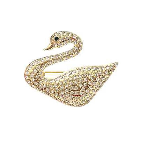 RHINESTONE SWAN BROOCH