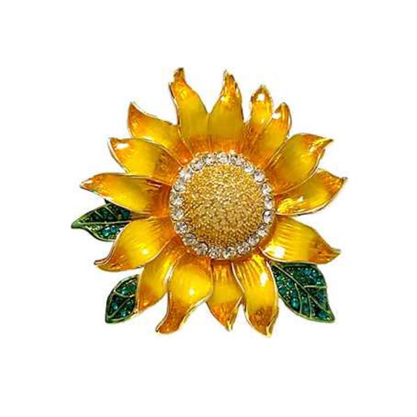 RHINESTONE SUNFLOWER BROOCH
