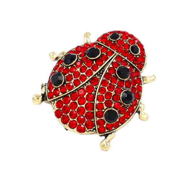 RHINESTONE LADYBUG BROOCH