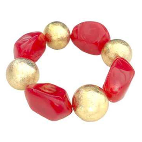 RESIN METAL BEAD STRETCH BRACELET
