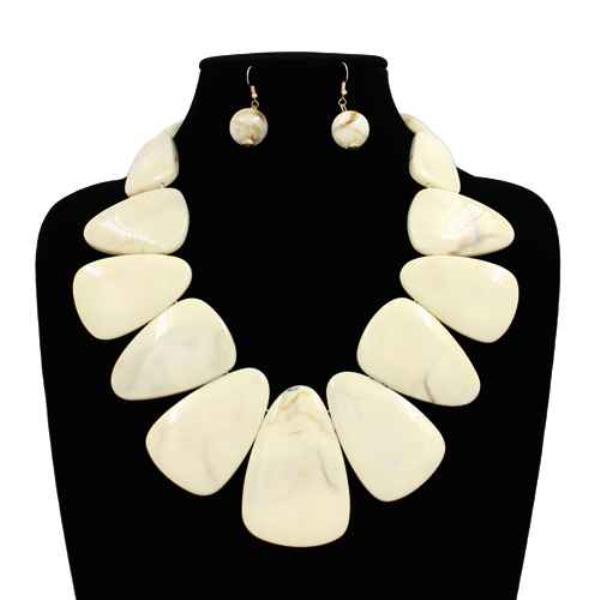 RESIN TEARDROP STATEMENT NECKLACE EARRING SET