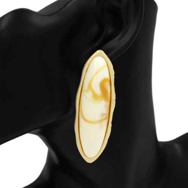 MARBLE OVAL STUD EARRING