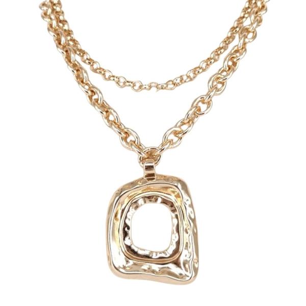 METAL SQUARE PENDANT MULTI LAYERED NECKLACE