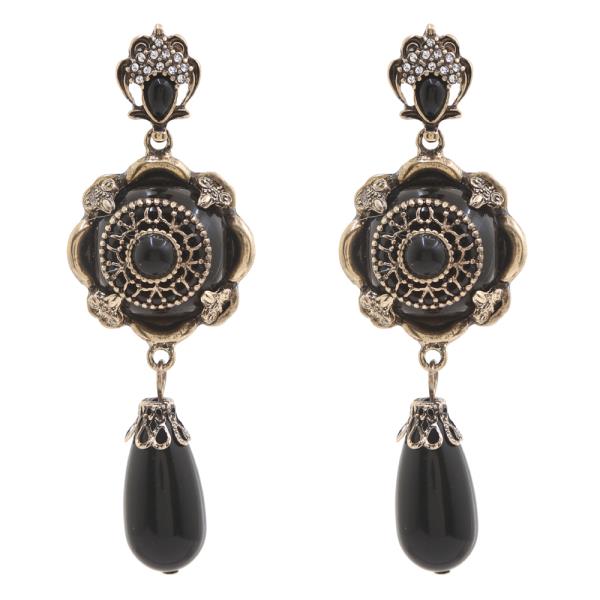 WESTERN PEARL FLOWER TEARDROP DROP EARRING