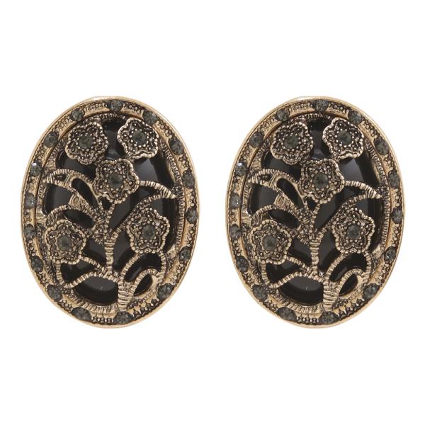 WESTERN FLORAL OVAL STUD EARRING