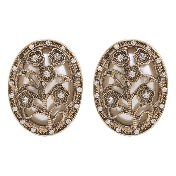 WESTERN FLORAL OVAL STUD EARRING