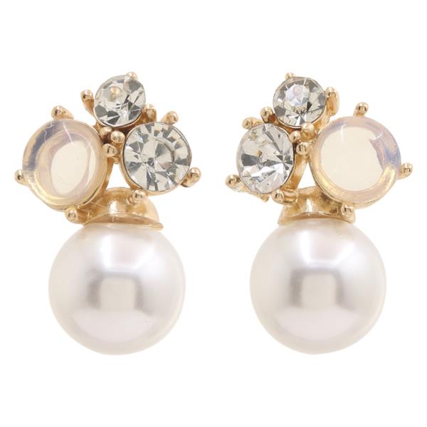 PEARL CRYSTAL CLUSTER EARRING