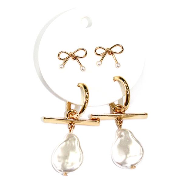 MINI BOW PEARL SET EARRINGS