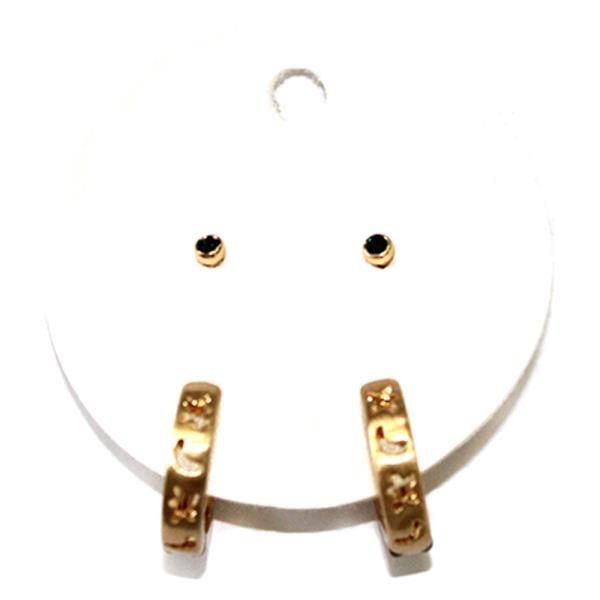 METAL POST HOOP EARRING SET