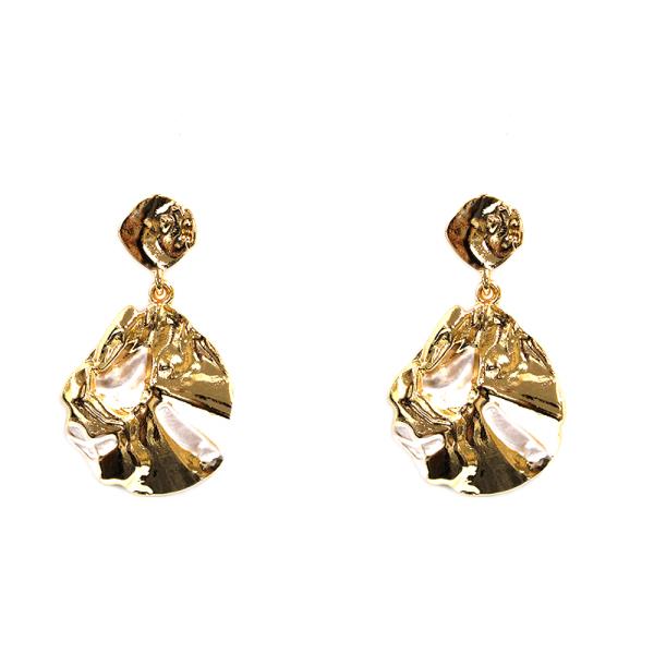 HAMMERED METAL DROP EARRING