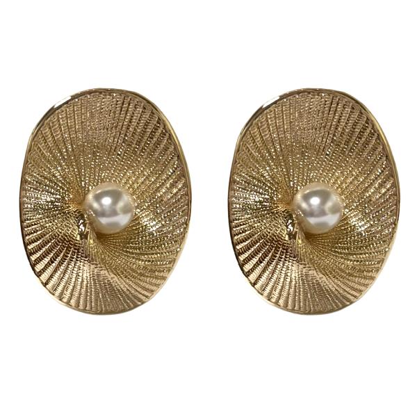 TEXTURED PEARL DISC STUD EARRING